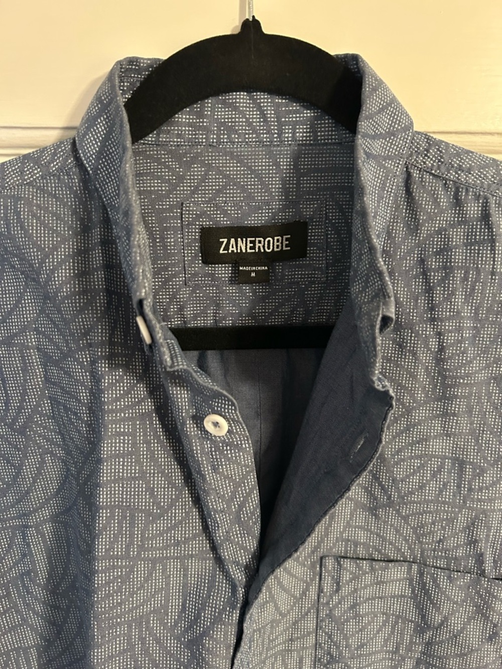 Zanerobe Blue Patterned Casual Short Sleeve Button-Down Shirt
